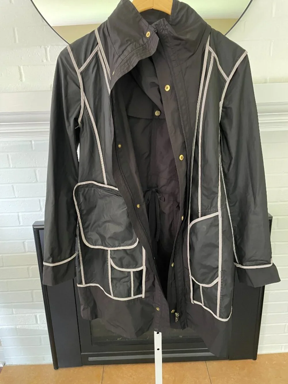 Cole Haan Rain Jacket Coat Black Detachable Hood Women's Size M